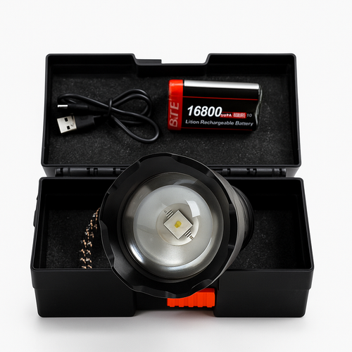 High-Power Rechargeable LED Flashlight Kit